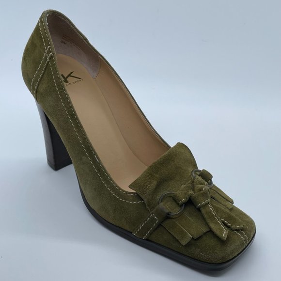 Anne Klein Sport Heels- Green Suede Heels size 6M - Picture 5 of 12